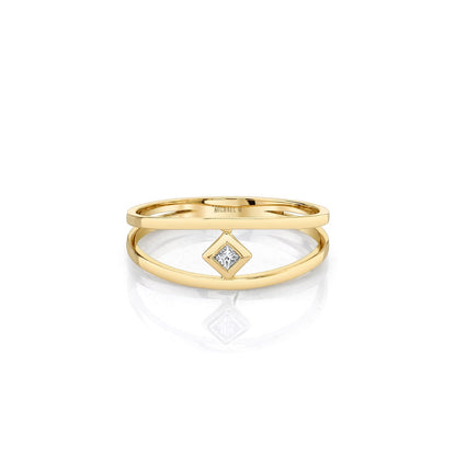 Princess Bezel Double Shank Ring