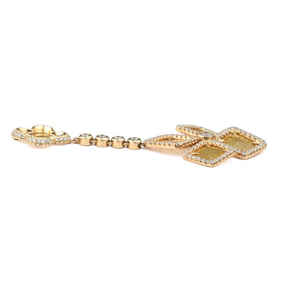 Mixed-Cut Yellow Diamond Floral Drop Earrings