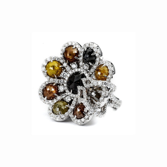 Multi-Colored 8 Petal Flower Ring