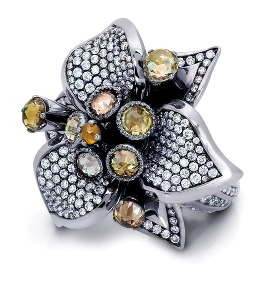 Multi-Colored Flower Ring