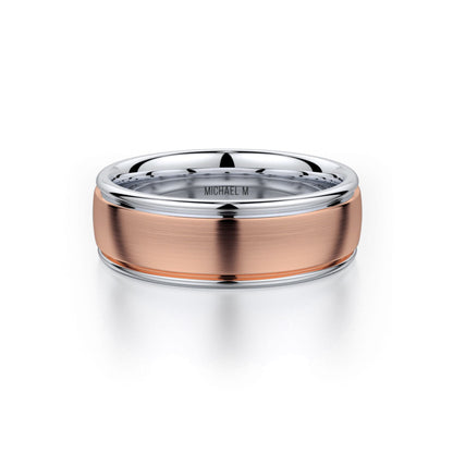 MICHAEL M Men's 18K Rose Gold/Platinum / 7 Men's Band MB106 Two-Tone MB-106RG