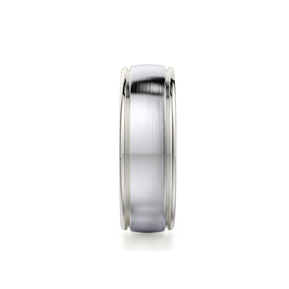 MICHAEL M Men's Platinum / 7 Men's Band MB106 Two-Tone MB-106P