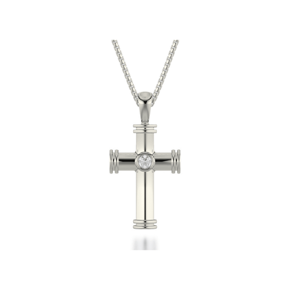 Single Diamond Cross Pendant