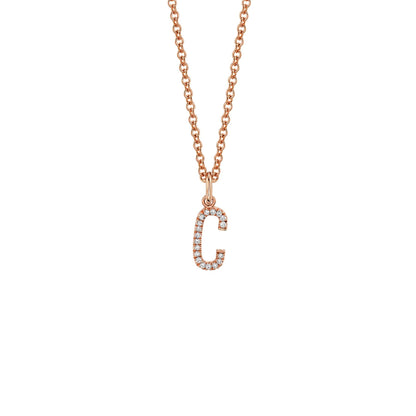 MICHAEL M Necklaces 14K Rose Gold / C Diamond Initial Pendant P141C