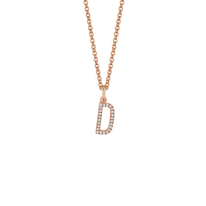 MICHAEL M Necklaces 14K Rose Gold / D Diamond Initial Pendant P141D