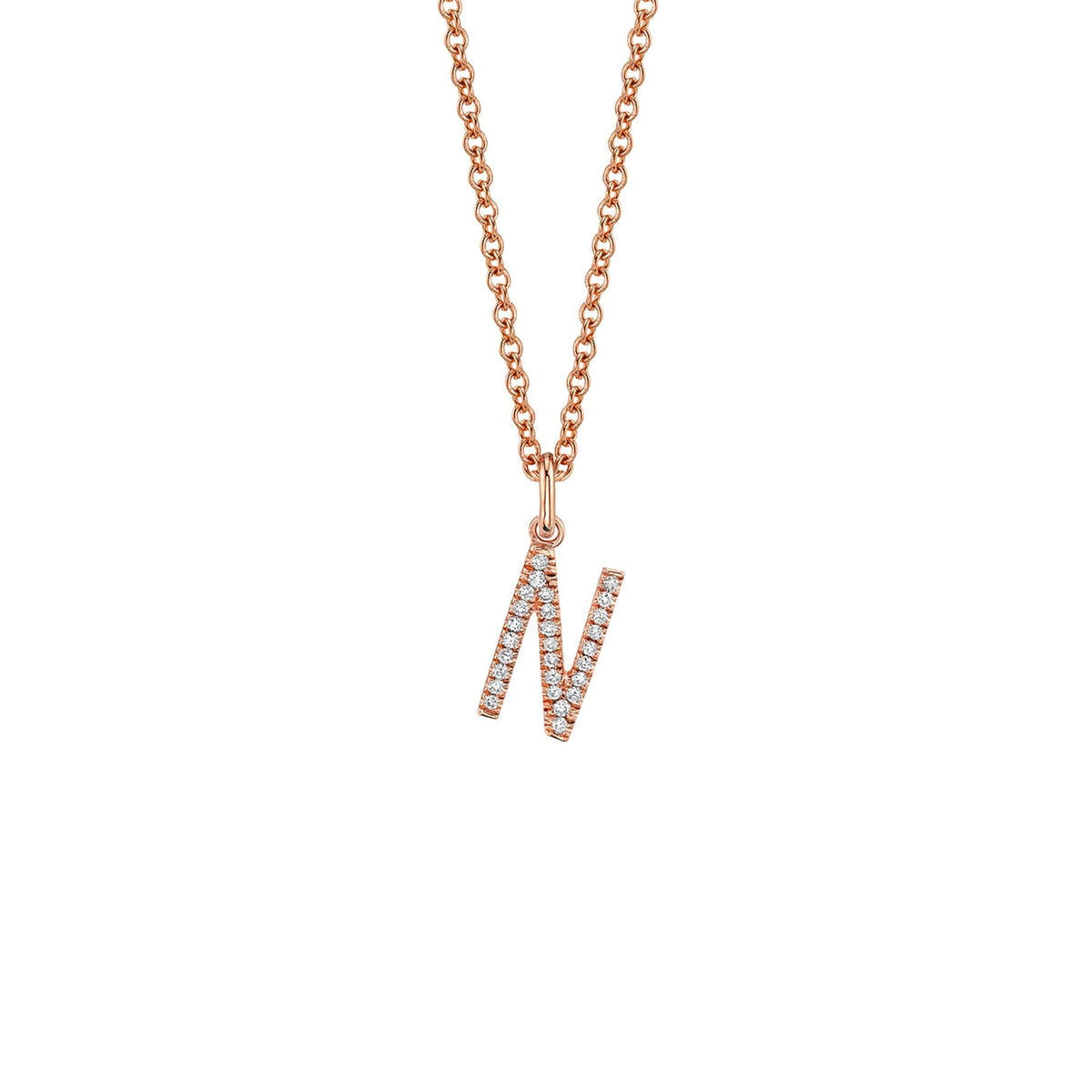 MICHAEL M Necklaces 14K Rose Gold / N Diamond Initial Pendant P141N