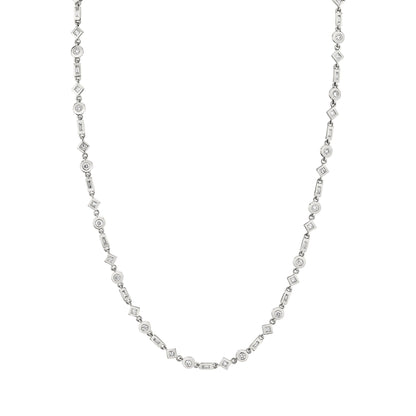 MICHAEL M Necklaces 14K White Gold Mixed Shape Bezel Tennis Necklace CN413WG
