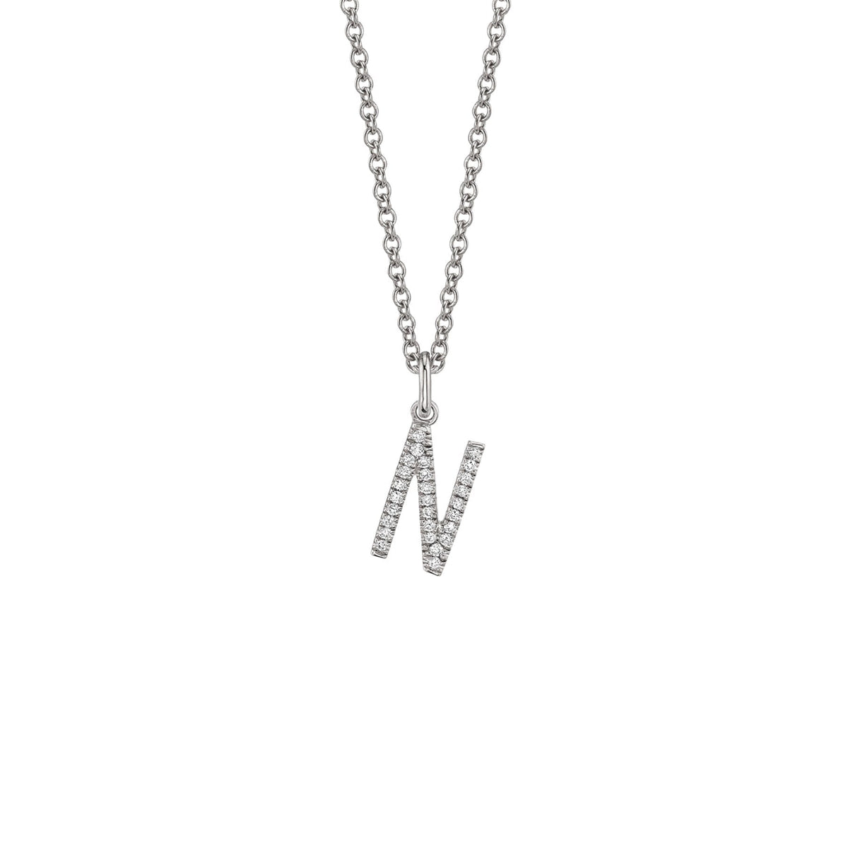 MICHAEL M Necklaces 14K White Gold / N Diamond Initial Pendant P141N