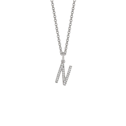 MICHAEL M Necklaces 14K White Gold / N Diamond Initial Pendant P141N