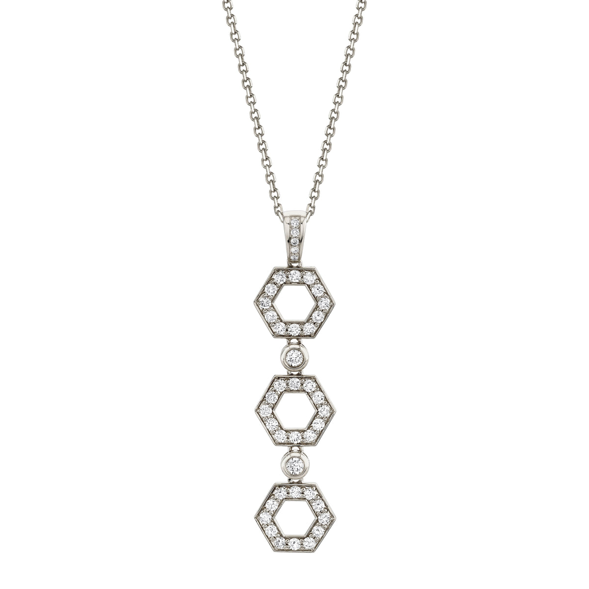 MICHAEL M Necklaces 14K White Gold Pavé Hex Infinity Pendant P506
