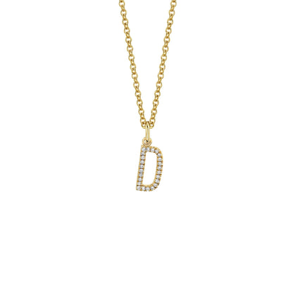 MICHAEL M Necklaces 14K Yellow Gold / D Diamond Initial Pendant P141D