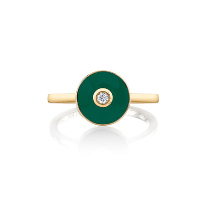 MICHAEL M Rings 14k Yellow Gold / Green Chroma Bullseye Ring F489