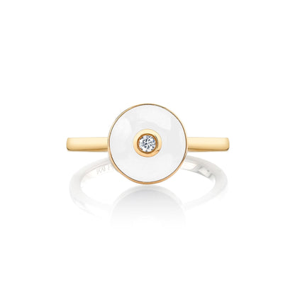 MICHAEL M Rings 14k Yellow Gold / White Chroma Bullseye Ring F489
