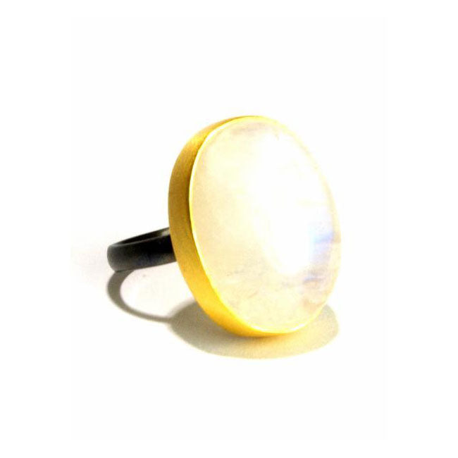 Mixed Metal Rainbow Moonstone Ring