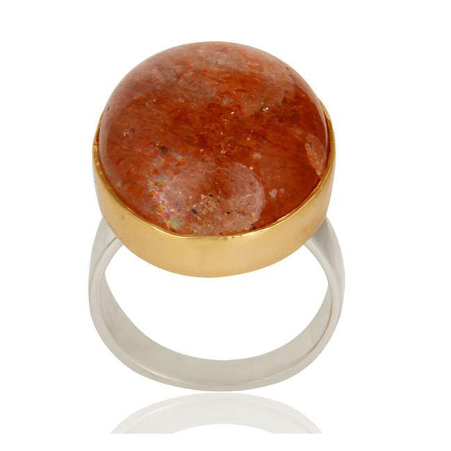 Oregon Sunstone Ring In Silver + Gold