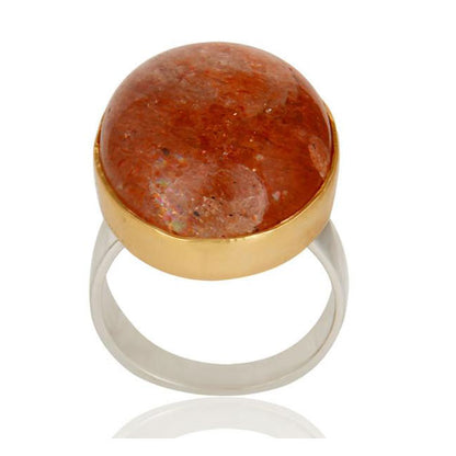 Oregon Sunstone Ring In Silver + Gold