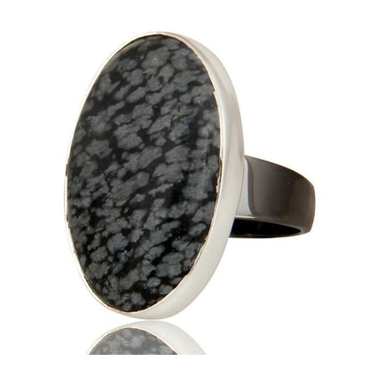 Snowflake Obsidian Ring In Mixed Metal