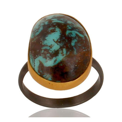 Boulder Tourquoise Ring In Mixed Metal