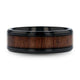 KONY Black Titanium Polished Beveled Edges Black Walnut Wood Inlaid Men's Wedding Ring - 6mm & 8mm