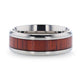 NORRO Titanium Polished Beveled Edges Padauk Wood Inlaid Men's Wedding Band - 6mm & 8mm