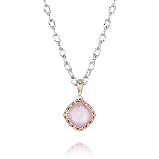 Tacori Blushing Rose Pave Gold Frame Solitaire Pendant