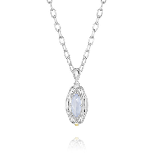 Tacori Classic Rock Engraved Marquis Gem Pendant