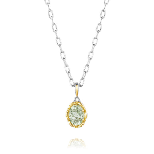 Tacori Seafoam Mint Oval Gold Frame Pendant
