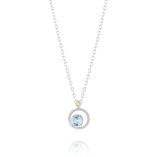 Silver Bloom Necklace featuring Sky Blue Topaz