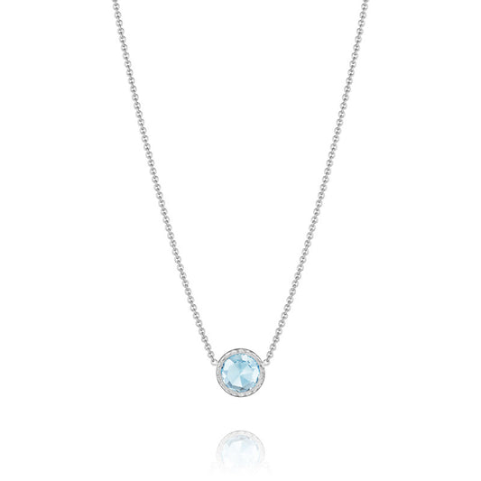 Floating Bezel Necklace featuring Sky Blue Topaz