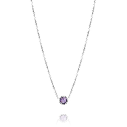 Petite Floating Bezel Necklace featuring Amethyst