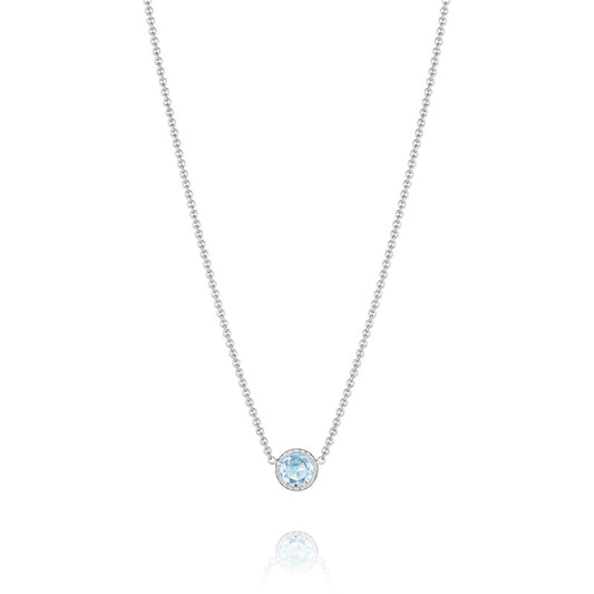Petite Floating Bezel Necklace featuring Sky Blue Topaz