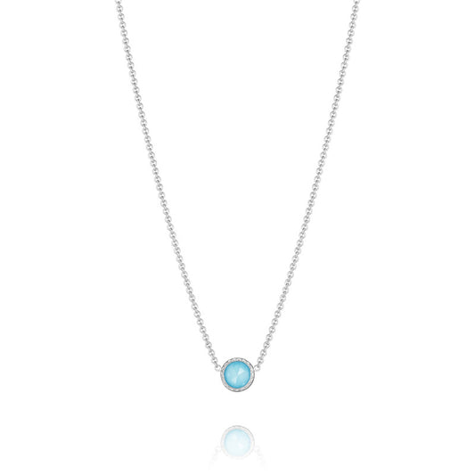 Petite Floating Bezel Necklace featuring Neo-Turquoise