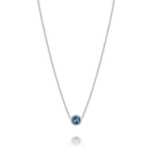 Petite Floating Bezel Necklace featuring London Blue Topaz