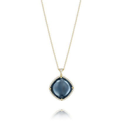 Pav&eacute; Cushion Pendant featuring Sky Blue Topaz over Hematite