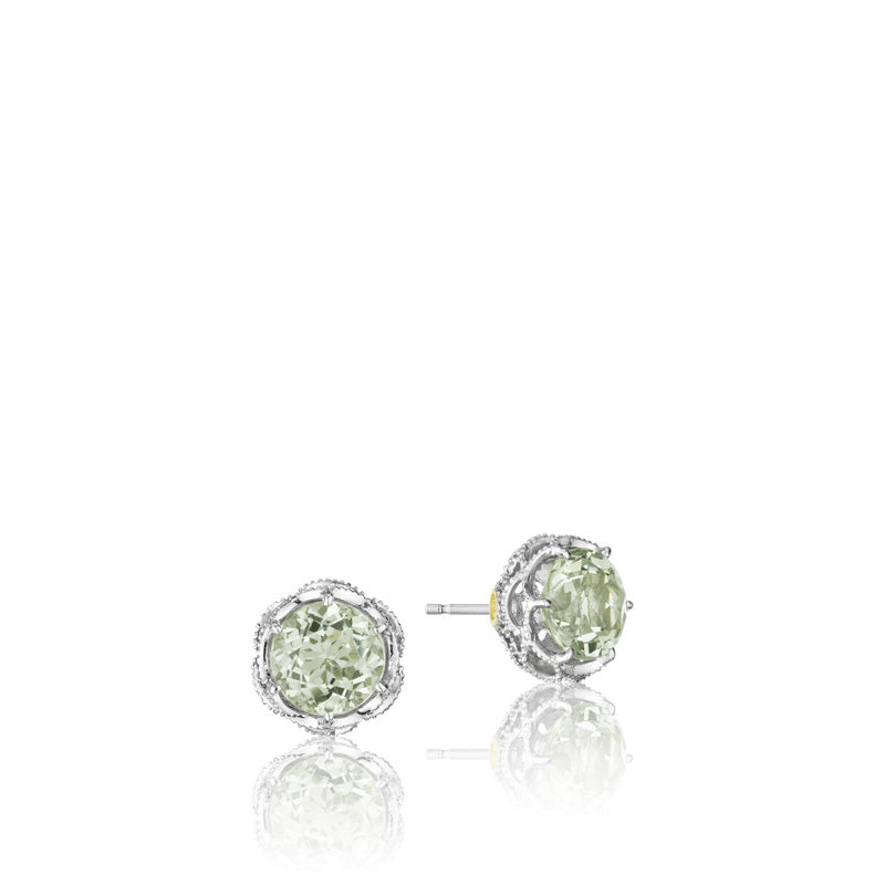 Crescent Crown Studs featuring Prasiolite Quartz