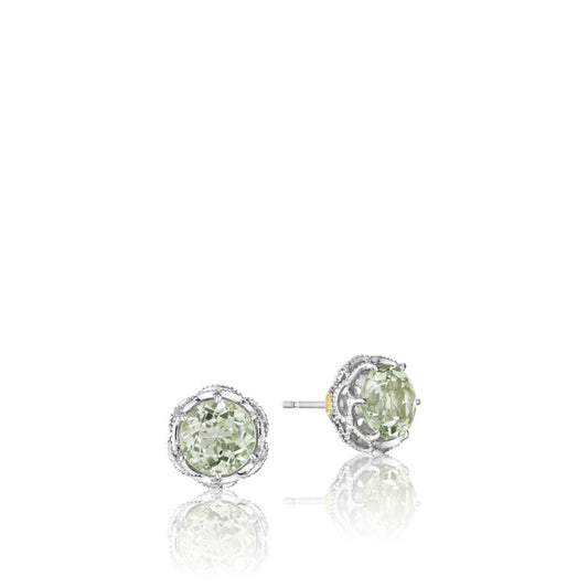 Crescent Crown Studs featuring Prasiolite Quartz