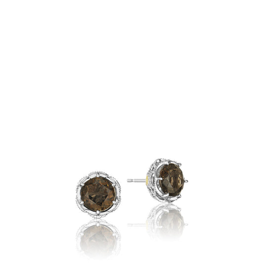 Crescent Crown Studs featuring Smokey Quartz