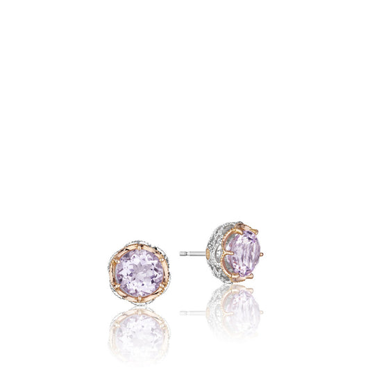 Crescent Crown Studs featuring Rose Amethyst se105P13