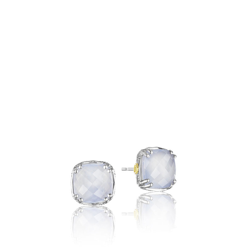 Cushion Cut Gem Stud featuring Chalcedony