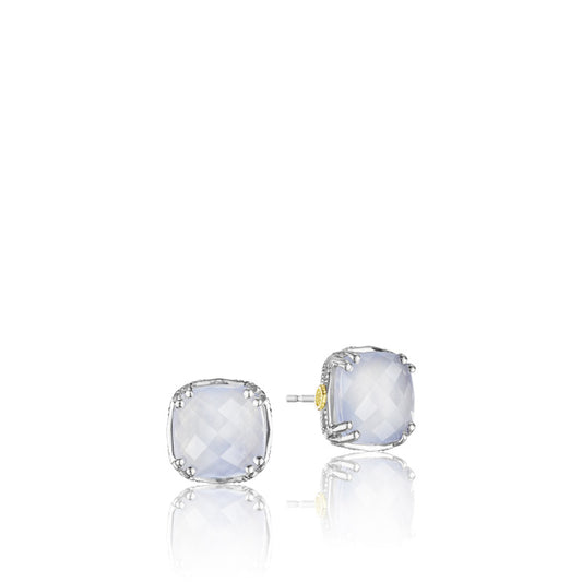Cushion Cut Gem Stud featuring Chalcedony