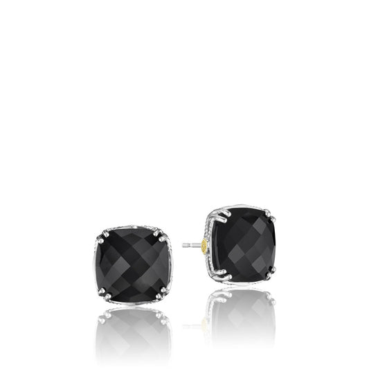 Bold Cushion Cut Gem Stud featuring Black Onyx