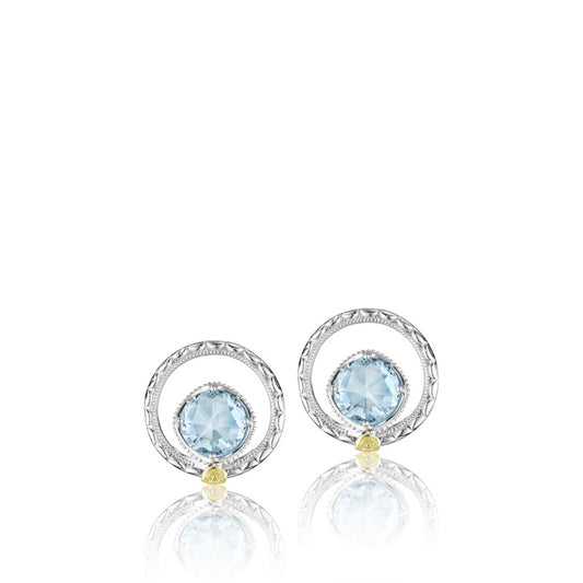 Silver Bloom Gem Studs featuring Sky Blue Topaz