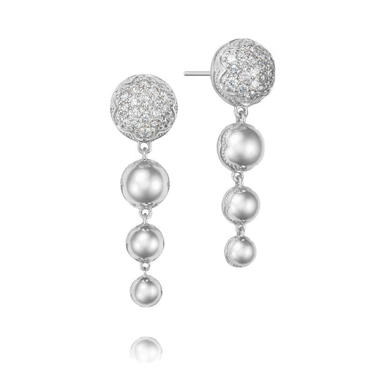 Ascending Drop Earrings featuring Pav&eacute; Diamonds