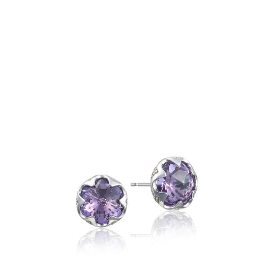 Crescent Bezel Earrings featuring Amethyst