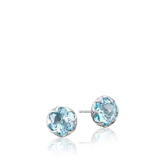 Crescent Bezel Earrings featuring Sky Blue Topaz
