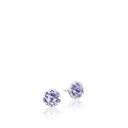 Petite Crescent Bezel Earrings featuring Amethyst