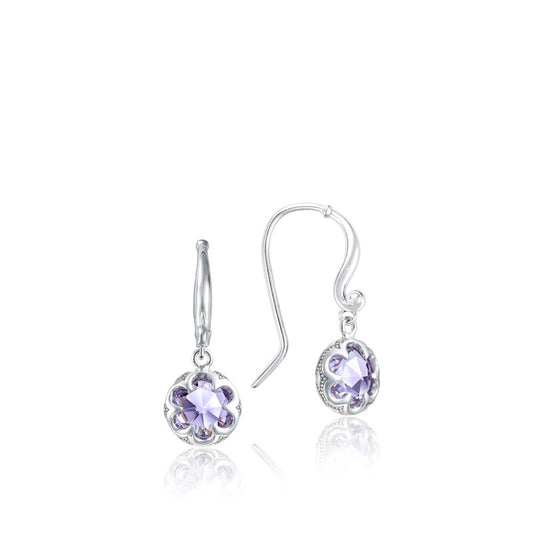 Petite Crescent Drop Earrings featuring Amethyst