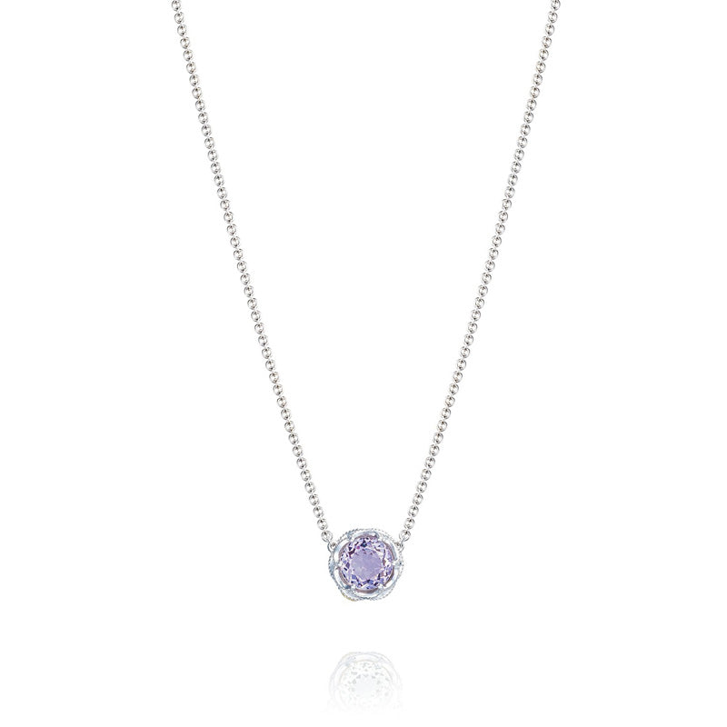 Crescent Station Necklace featuring Rose Amethyst