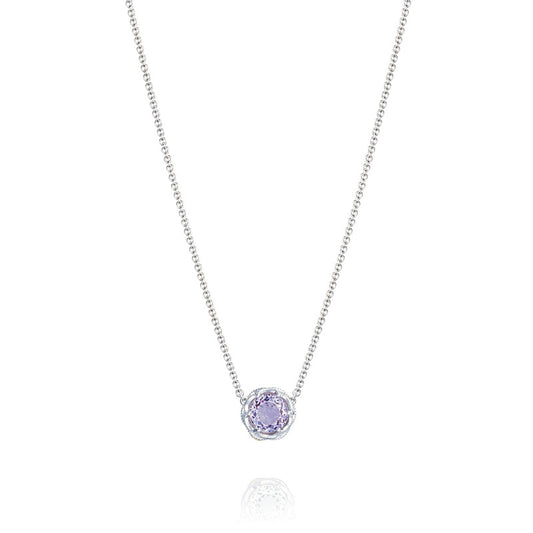 Crescent Station Necklace featuring Rose Amethyst