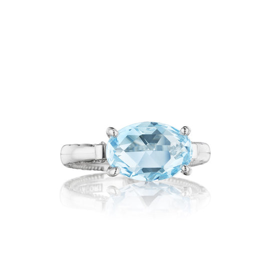 East-West Oval Ring featuring Sky Blue Topaz